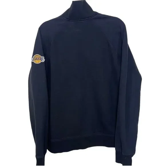 Men's '47 Los Angeles Lakers 3/4 Zip Up Sweatshirt Black and Yellow Large - Picture 2 of 4